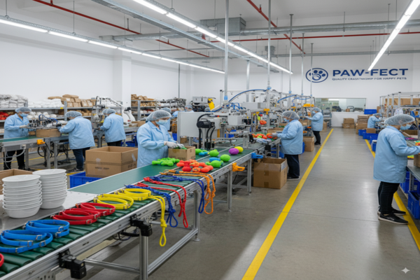 Production line in a pet accessory factory