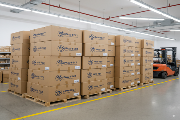 Boxes ready for shipping from a factory