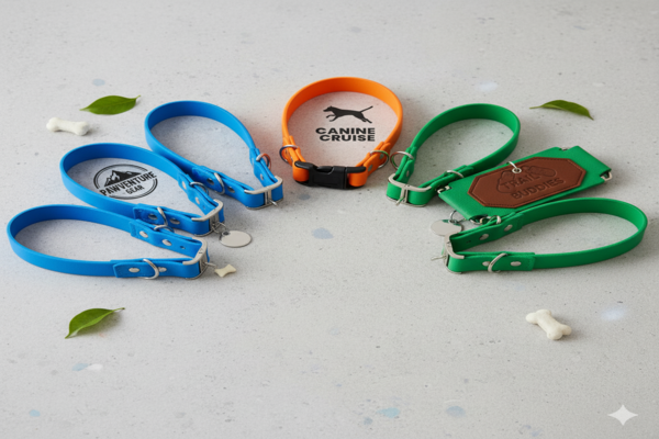 customized biothane collars with brand logos