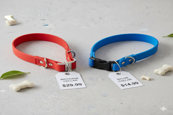 price tags on nylon and biothane collars