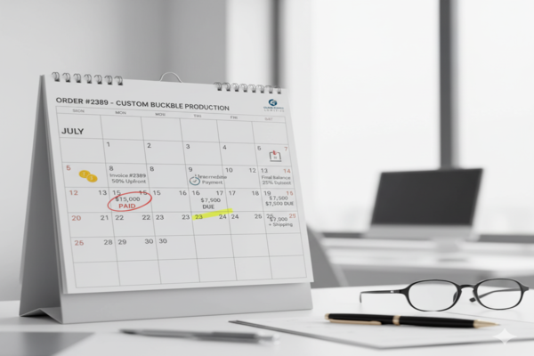 a calendar showing a payment schedule for an order