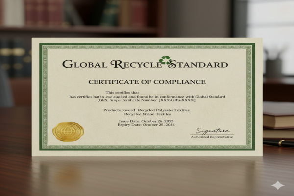 an official-looking certificate with a GRS logo on it