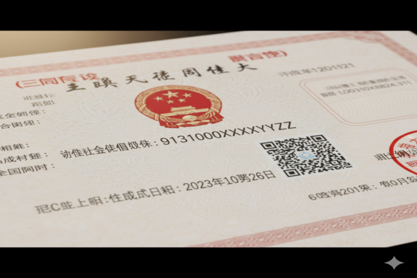 a close-up of the 18-digit Unified Social Credit Code on a Chinese business license